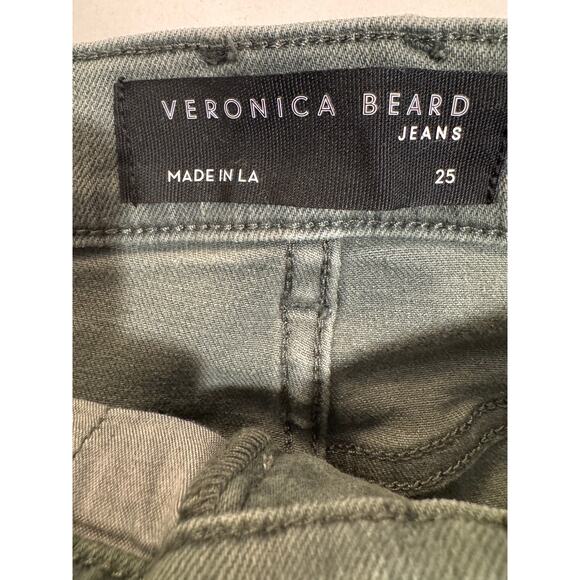 Veronica Beard Carson Ankle Flare Green High Rise Frayed Hem Jeans Size 25 - Picture 6 of 8